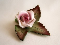 Nagyon ritka Hollóházi rózsaszín porcelán rózsa