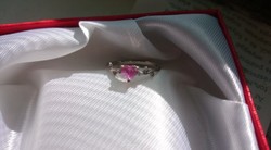 Ezüst gyűrű pink   cirkón kővel