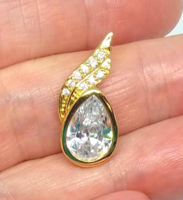 24K gold-filled faceted white cz crystal pendant