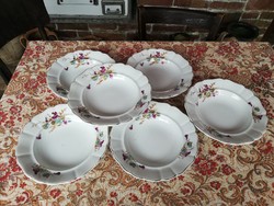 6 pcs beautiful thick porcelain violet deep plate, plate, peasant decoration, collectible beauties