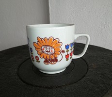Retro Hollóházi oroszlános csésze, kicsi bögre, Gyűjtői szépség,nosztalgia darab, figurás 
