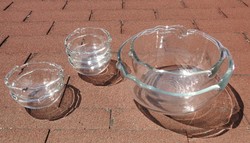 Old heavy thick-walled glass compote set