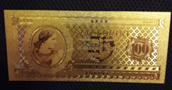 24 kt arany száz forintos bankjegy exclusív ajándék