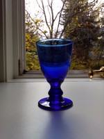 Kobaltkék  Bidermayer nehéz zömök üveg serleg