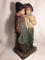 43 cm méretű szobor " A TITOK " Johann Maresch után  vaskőből vagy terrakotta   magyar alkotás