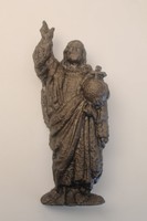 Antik öntött vas vallási témájú szobor, falidísz