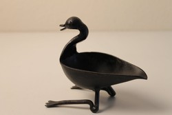 Retro stilizált kovácsolt vas madár szobor, hamutartó