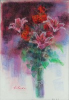 1A762 Japán festő XX. század : Virágcsokor