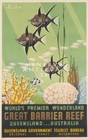Trópusi halak, tenger, akvárium, Ausztrália, Nagy Korallzátony 1930 Vintage/antik plakát reprint