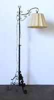 1A805 Régi nagyméretű állítható magasságú barokkos kovácsoltvas állólámpa 150-205 cm