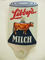 Gyűjtői Libby's MILCH kondenztej kiszúró reklám táblácska