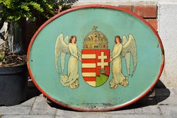 Zománc tábla angyalos magyar címerrel