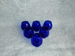 Retro kék vastag üveg pohár készlet (16/K)