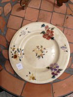 Antique Zsolnay plate with colorful flower pattern. Late 1800s!