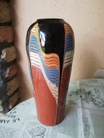 folyatott mázas kerámia váza 21 cm