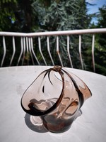 Art deco Czech glass serving basket