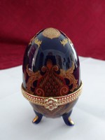 Faberge típusú porcelán tojás, magassága 7,5 cm.