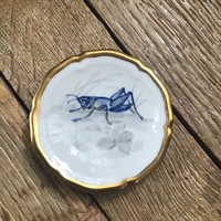Régi kézzel festett tücsök mintájú Seltmann porcelán kis tányér