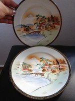 2 hand-painted oriental breakfast plates