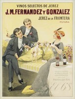 Art deco bor reklám parti estély elegáns urak hölgy társaság kutya 1912 Vintage/antik plakát reprint
