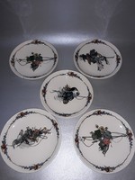 Antik Sarreguemines obernai Henri Loux francia kis tányér 4 darab csészealj ár darabár