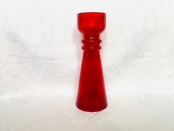 Vintage Riihimaki Tamara Aladin piros váza, 26 cm.