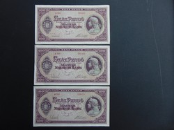3 darab 100 pengő 1945 Sorszámkövető Szép ropogós bankjegyek 