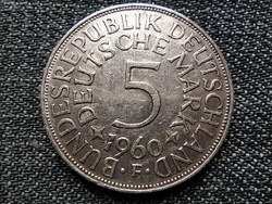Németország NSZK (1949-1990) .625 ezüst 5 Márka 1960 F (id22984)	