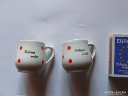 Mini pöttyös porcelán bögre Balatoni emlék felirattal-2 db egyben, akár baba kellék is lehet