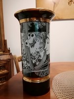 Hollóházi Szász Endre porcelán váza 30 cm,pillangós