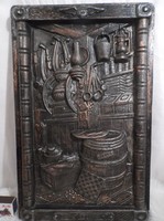 Picture - depicting a cobbler's shop - 41 x 26 x 3 cm - old - cast - perfect