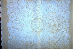 Dús írásos hímzéssel Erdélyi házi szőtt vászon  párnahuzat-erős-stabil 58 cm X 50 cm