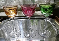  Gyönyörű Moser csiszolt kristály boros pohárkészlet 6 személyes + 1 tartalék pohár ajándékba
