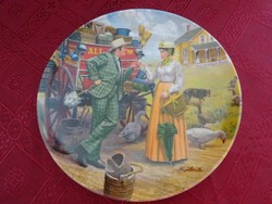 English porcelain decorative plate, marking: 4831 / a. Movie clip - Oklahoma - I can't say no. He has