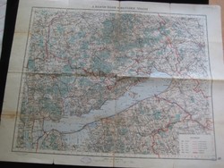 A  BALATON  tágabb környékének  térképe a 1930 as évekből   méret  63 x 49  cm