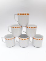 6 db narancssárga pöttyös Alföldi retro porcelán bögre darabáron - teásbögre kakaós csésze
