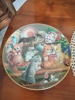 Cicás,macskás tányér,dísztányér,falitányér