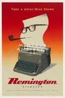 Régi Remington írógép reklám papír pipa szemüveg ajándék íróknak 1957 Vintage/retro plakát reprint