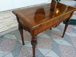 Játék asztal, szétnyitós asztal posztóval! Kártya asztal Antik 1800as évekből!