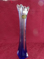 Német üveg váza, kék színű, magassága 36 cm. Lux Glass, Ausztria. Vanneki! Jókai.