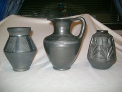 Fekete kerámia váza - három darab együtt