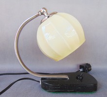 Art deco bakelit talpas  asztali lámpa rétegelt márvány üvegburával