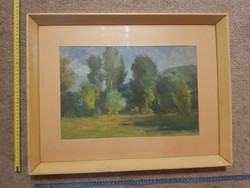 István Cseh: landscape of Bodrogköz, with gallery tag, size indicated, unopened!
