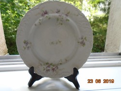 HÜTTL TIVADAR Császári és Királyi udvari szállító Szecessziós,csipkézett,dombormintás,ibolyás tányér