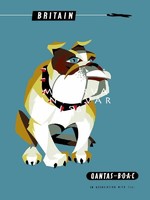 Retro utazási reklám állatok angol bulldog kutya gyerekeknek 1960 Vintage/retro plakát reprint