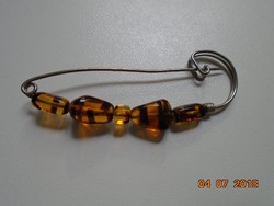 Tigris csíkos borostyán vintage sáltű/bross