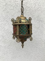 Réz török lámpa csillár színes betétekkel P152