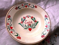 FAYENCERIE WILHELMS BIRG Emlék feliratos fali tányér- kézi festésű 