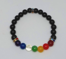 7 Chakra matte onyx bracelet, made of 8 mm beads