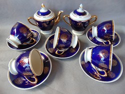 Dúsan aranyozott sötétkék porcelán teás készlet pótlásnak - Orosz 